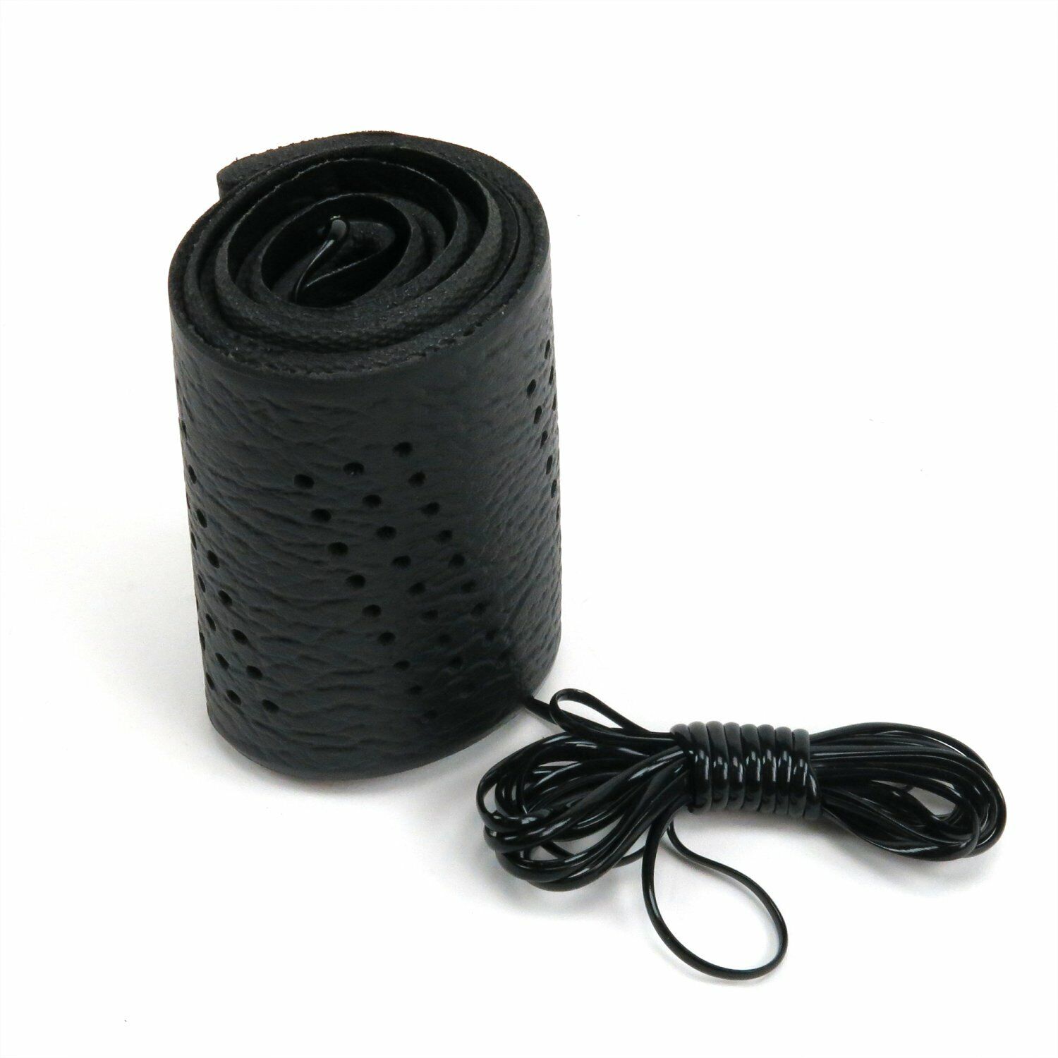 DIY leatherette Car Steering wheel cover breathable w/needle thread Black