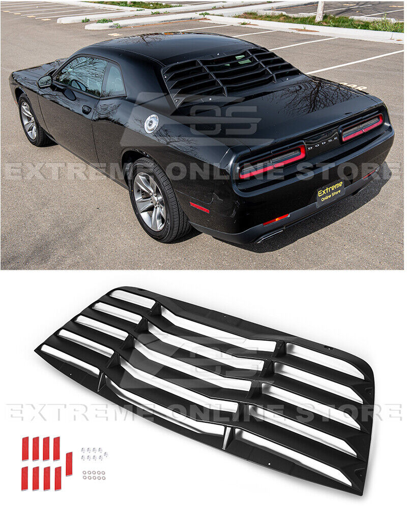For 08-Up Dodge Challenger | Primer Black Rear Window Louver Sun Shade Cover