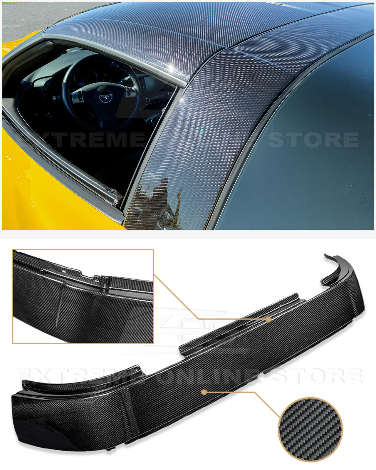 For 05-13 Chevrolet Corvette C6 GM Factory Carbon Fiber Roof B-Pillar Halo Cover