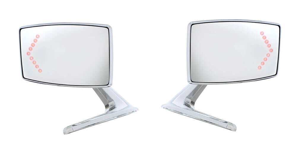 NEW 1967-1968 Ford Mustang Outside Mirrors Chrome with LED Turn Signal Arrow SET