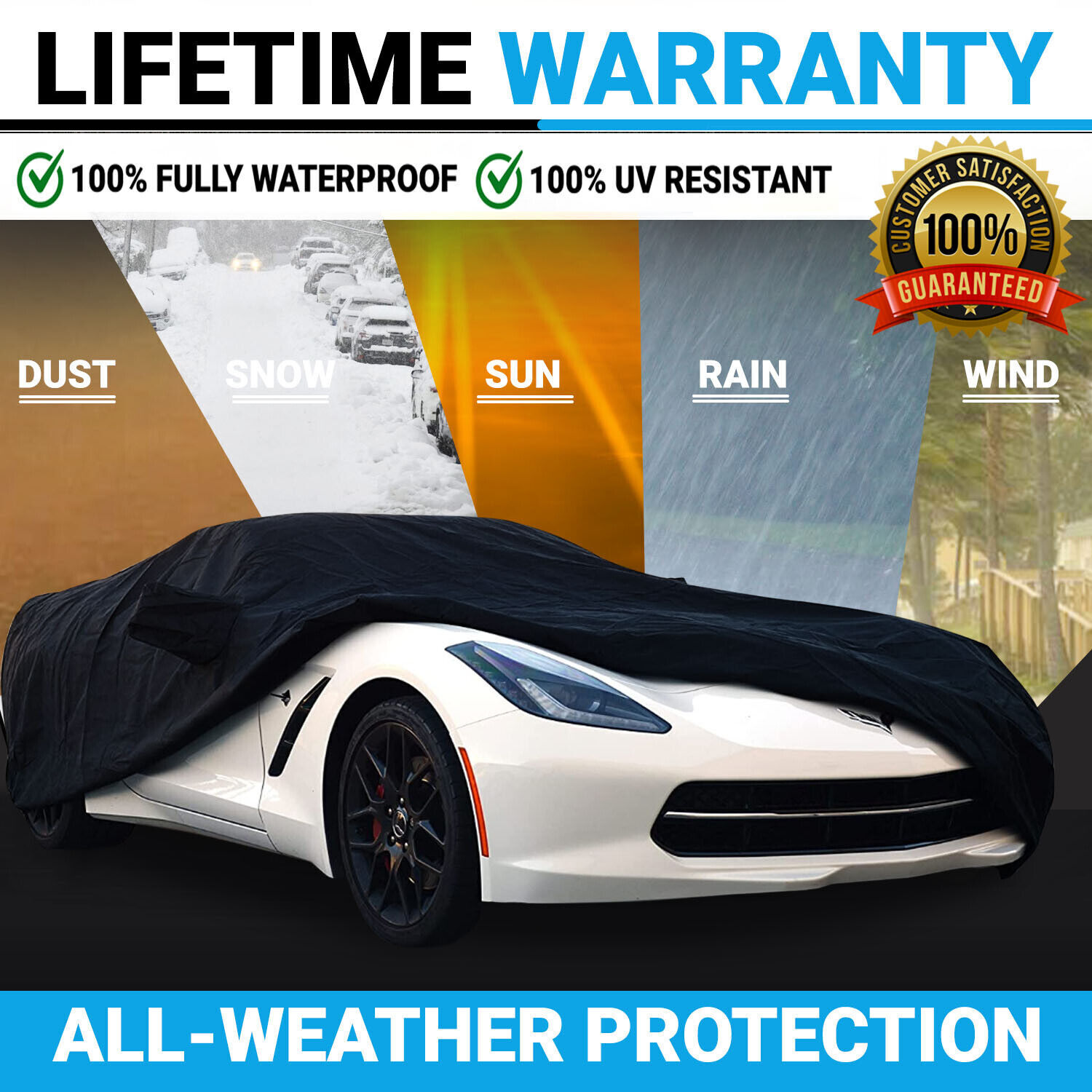 100% Waterproof All Weather For 1976-2004 CADILLAC SEVILLE Custom Fit Car Cover