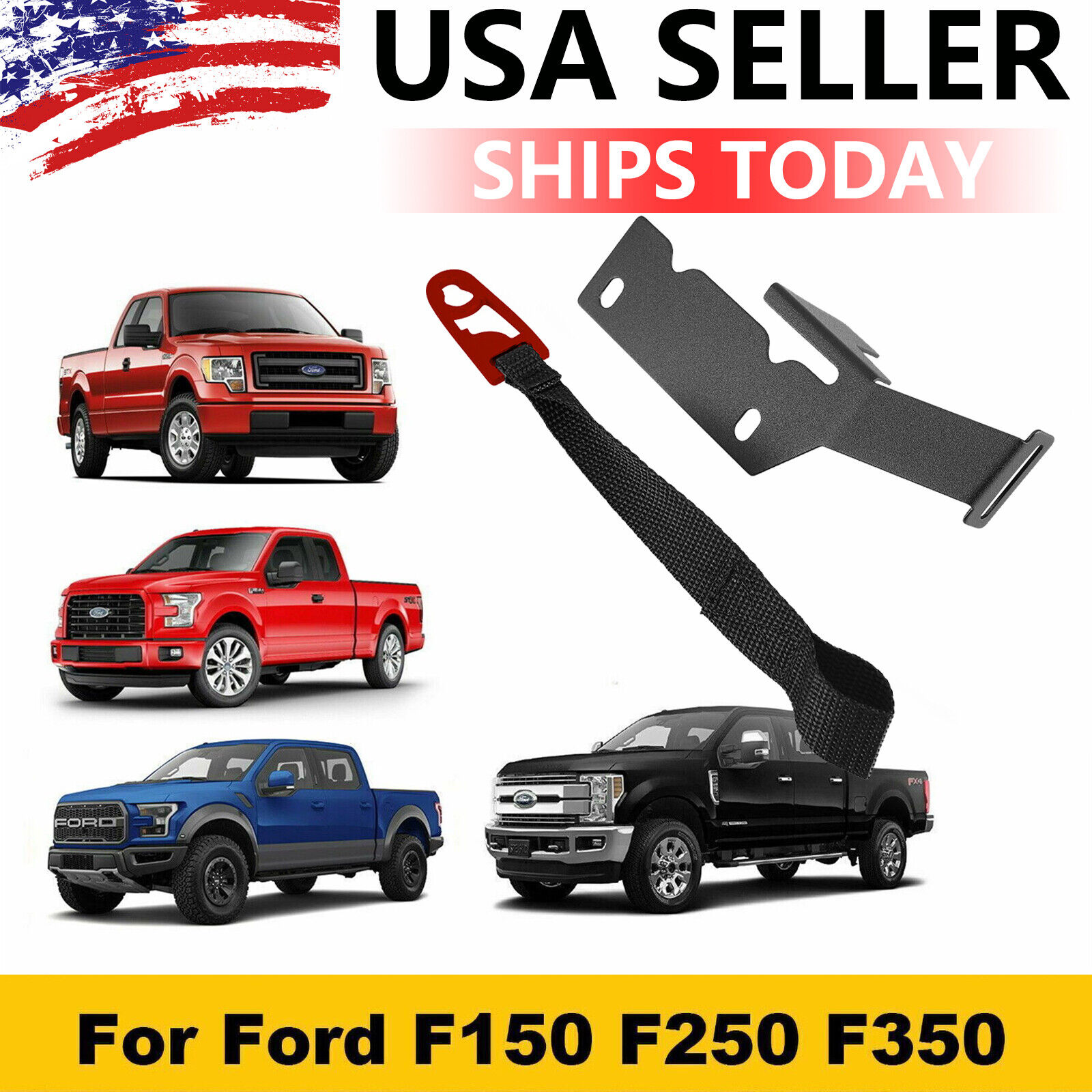 Rear Seat Quick Latch Release Kit Black Strap for Ford 2009-2022F150 F250 F350