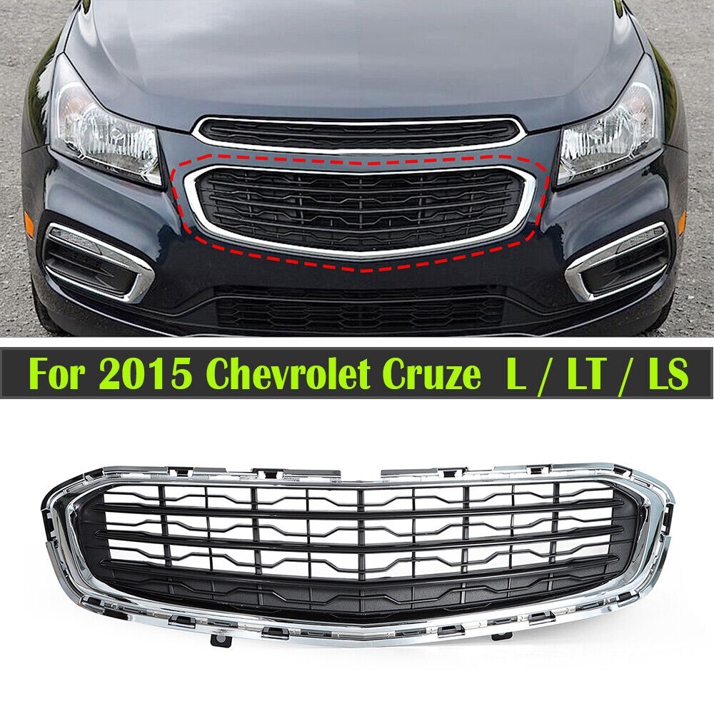 For 2015 Chevrolet Chevy Cruze Black Front Lower Grille Assembly Chrome Molding