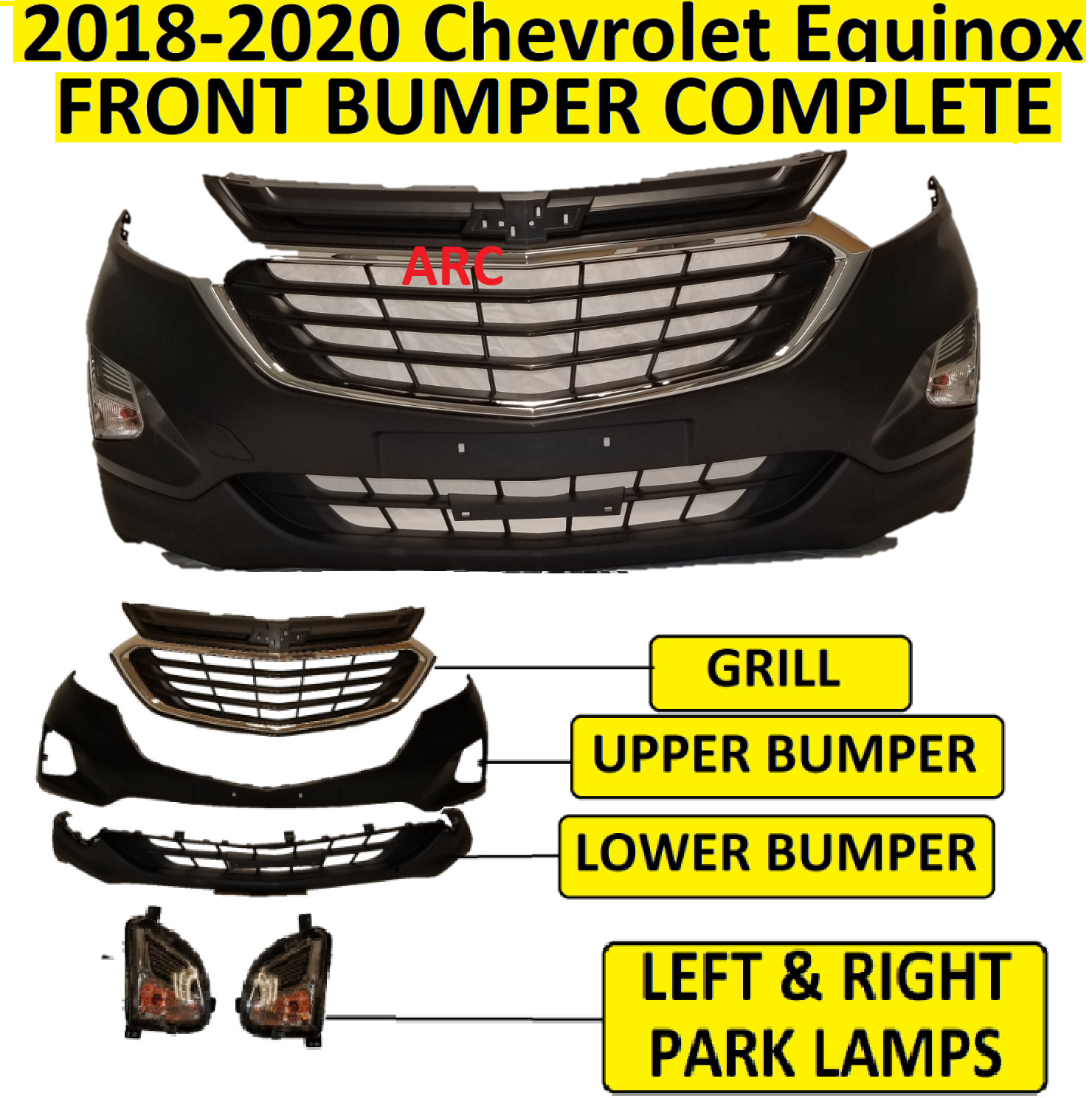2018 2019 2020 fit CHEVROLET CHEVY EQUINOX FRONT BUMPER  Upper Lower Grill Lamps