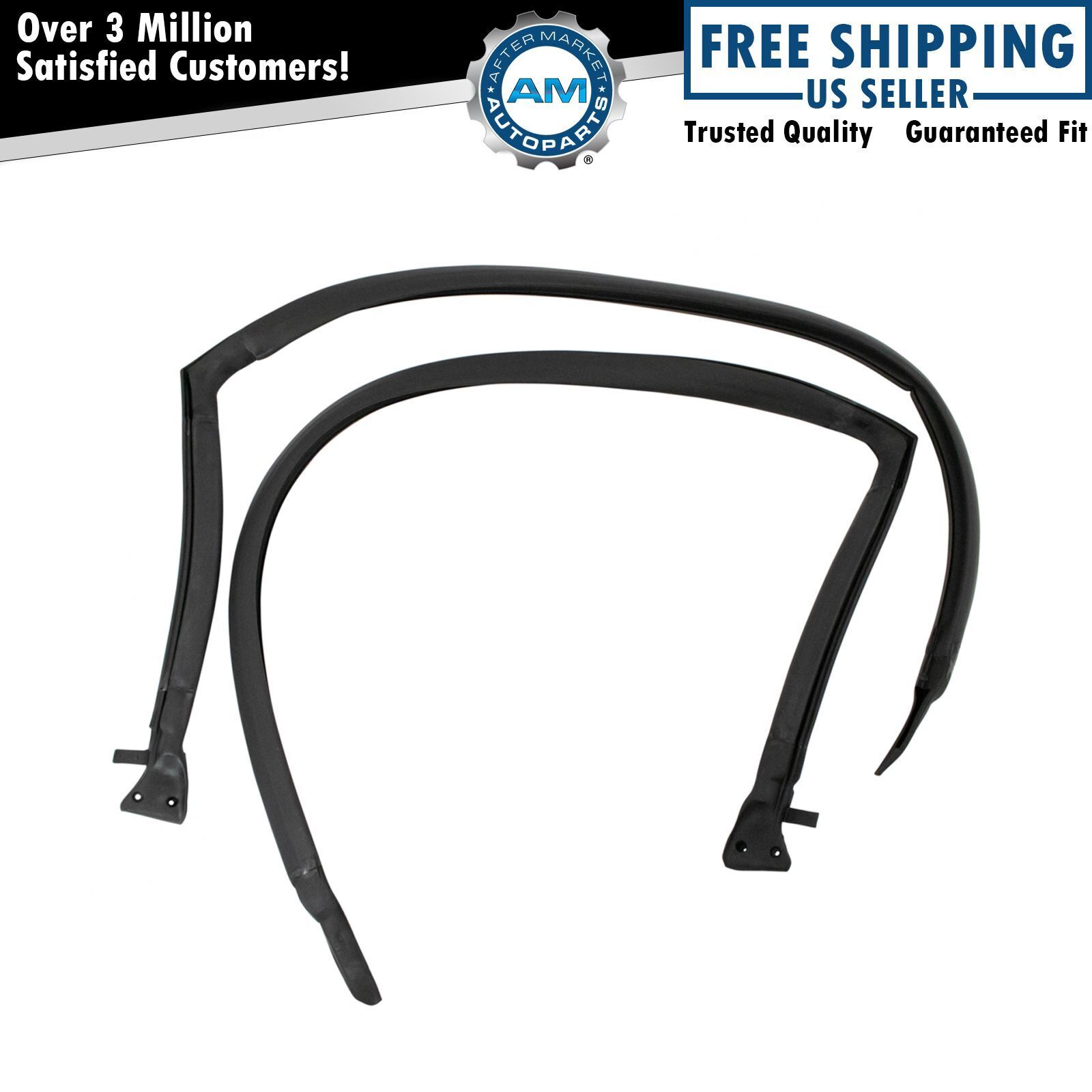 Rubber Roofrail Weatherstrip Seals Pair Set for 73-76 Duster Dart Fastback