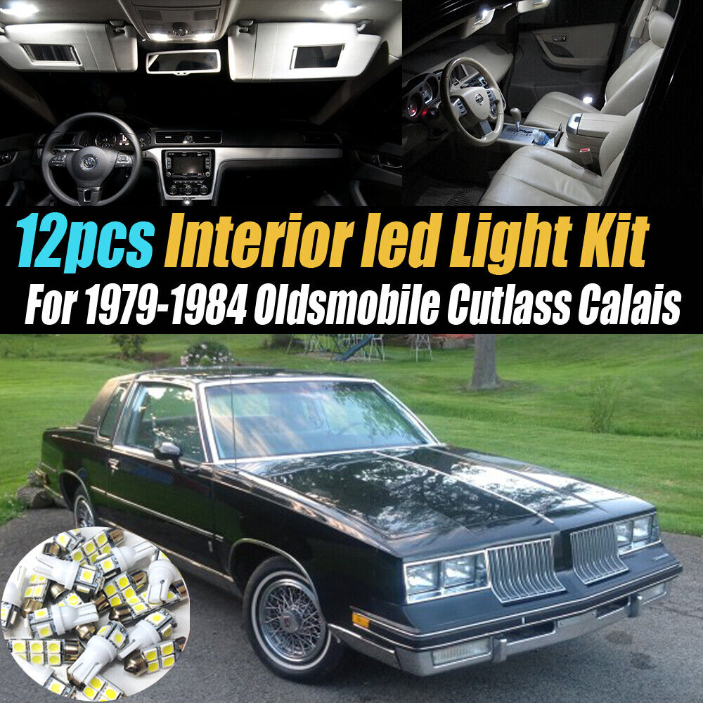 12Pc White Car Interior LED Light Bulb Kit for 1979-84 Oldsmobile Cutlass Calais
