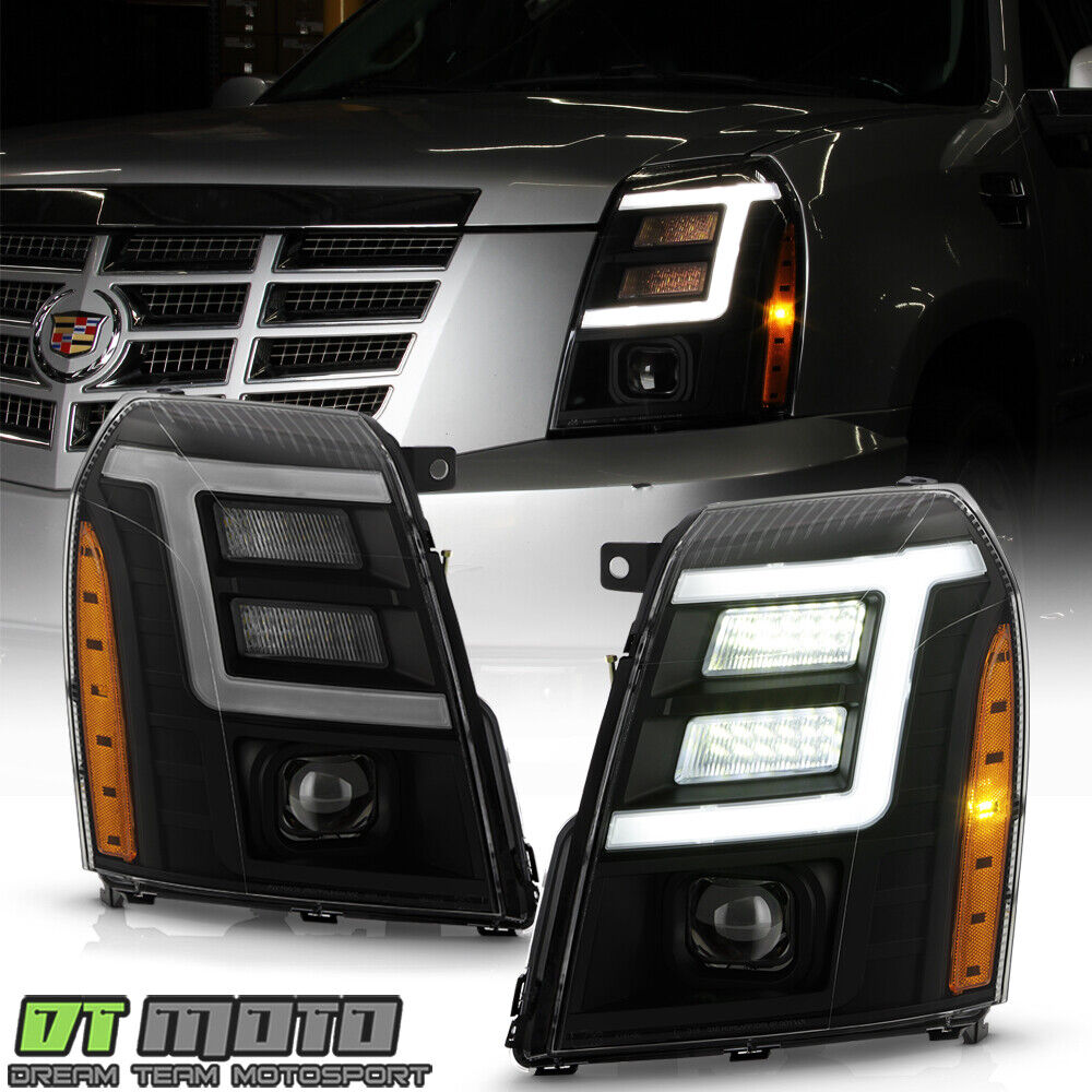 2007-2014 Cadillac Escalade HID/Xenon Black Smoked LED DRL Projector Headlights