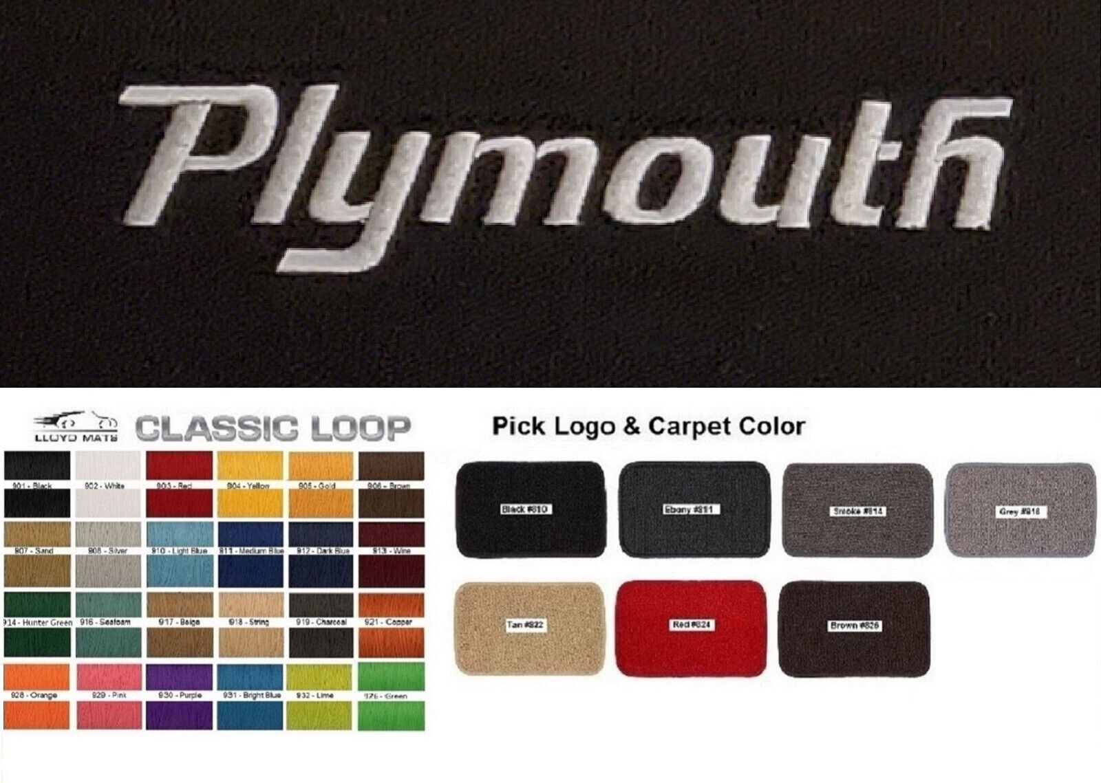 Lloyd Mats Classic Loop Plymouth Custom Embroidered Front Floor Mats 