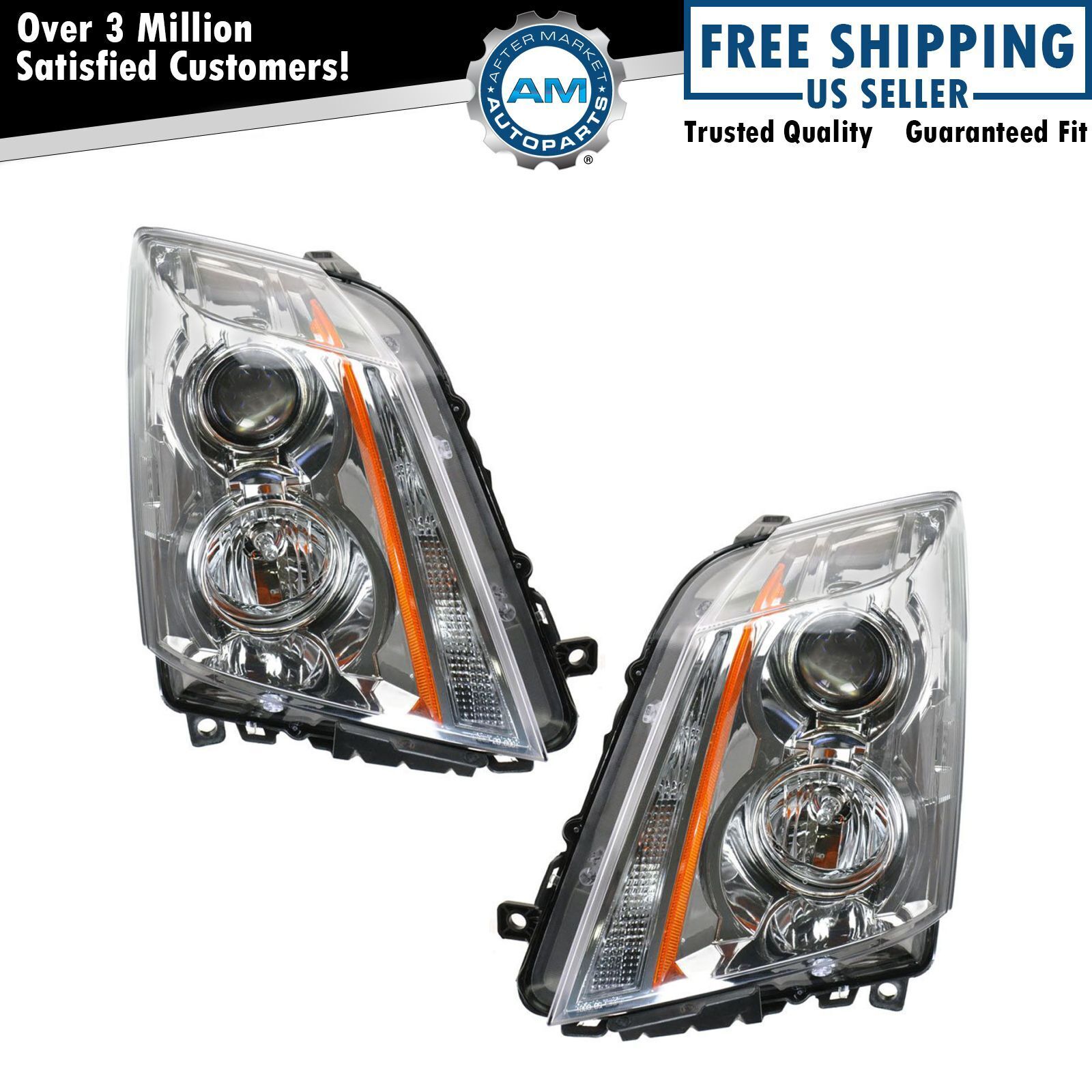 Headlight Set Left & Right For 2008-2014 Cadillac CTS GM2502309 GM2503309