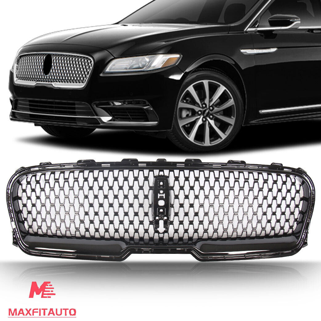 Fits Lincoln Continental Sedan 2017-2020 Front Grille Gloss Black W/ Camera Hole