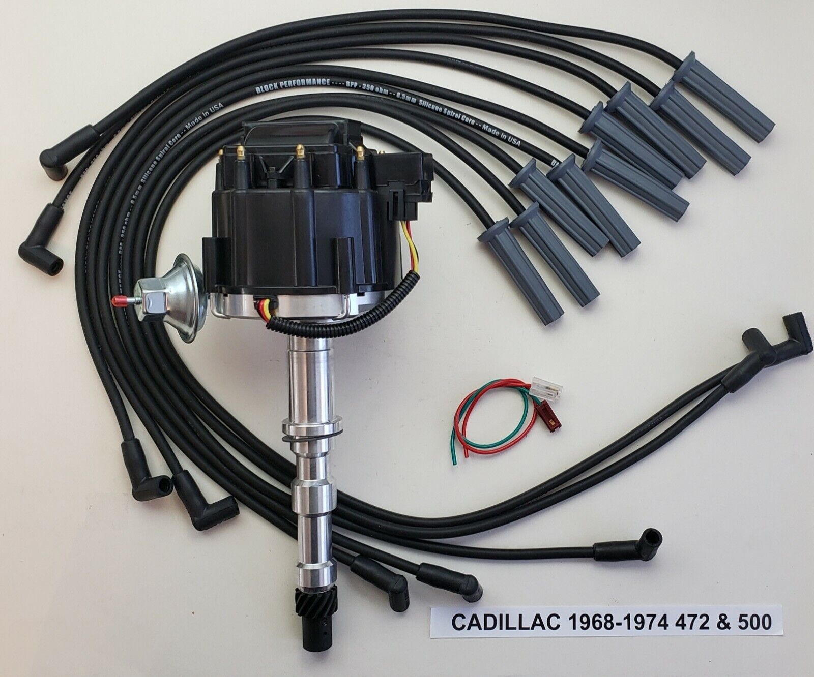 CADILLAC 1968-1974 472 500 HEI DISTRIBUTOR + BLACK 8.5mm Spark Plug Wires USA