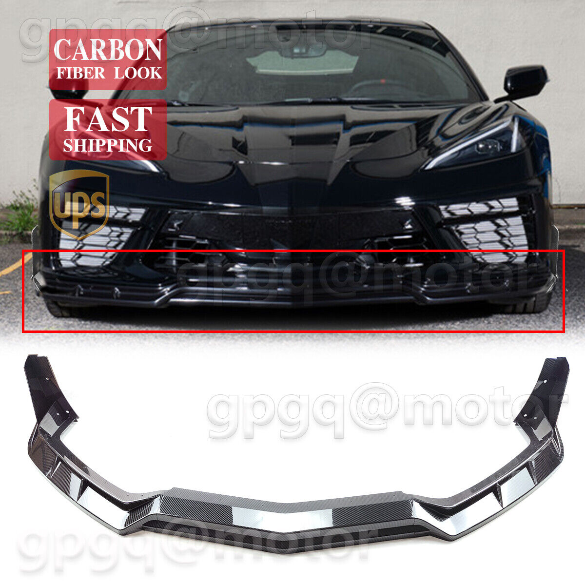 For Corvette C8 Z51 2020-2023 Winglet Carbon Fiber Front Bumper Lip Splitter Kit