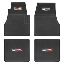 For Chevy Bel Air 55-57 Floor Mats with Bel Air Crest Logo 1st & 2nd Row Black picture