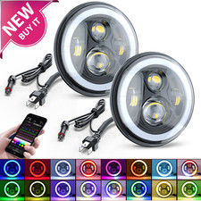For Chevrolet Vega 1971 1972 1973 1974-1977 Pair 7''Inch LED Headlights RGB Halo picture