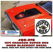 GE-QG-278 1971 DODGE CHARGER - SUPER BEE BLACKOUT HOOD DECAL - MULTI COLOR BEE picture