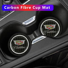 2PCS Silicone Carbon Fiber Car Cup Holder Pad Mat for CADILLAC Anti-Slip picture