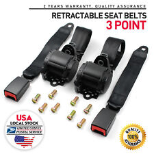 2PCS Retractable Adjustable 3 Point Safety Seat Belt Straps Kit Car Vehicle picture