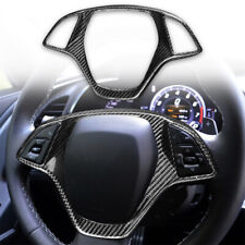 For Chevrolet Corvette 14-19 Real Carbon Fiber Black Steering Wheel Trim 1Pcs picture