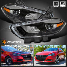 Fits 2013-2016 Dodge Dart Halogen Projector Headlights HeadLamp Black Left+Right picture