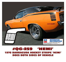 QG-259 1970 PLYMOUTH BARRACUDA - HOCKEY STICK STRIPE with HEMI - DECAL KIT picture