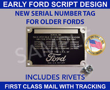 FORD DATA PLATE SERIAL TAG ID NUMBER VINTAGE FORD SCRIPT DESIGN TAG MADE IN USA picture
