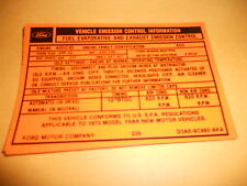 1973 FORD TORINO RANCHERO 400 ENGINE EMISSIONS DECAL picture