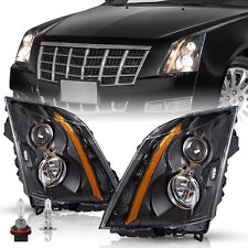 For 2008-2014 Cadillac CTS CT-S Black Halogen Headlights Lamps LH+RH Pair picture