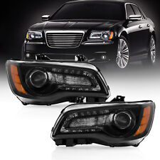For 2011-2023 Chrysler 300 Black LED DRL Projector Headlights Driver & Passenger picture