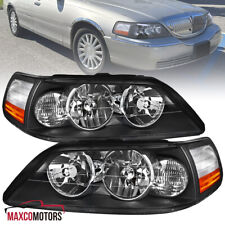 Black Headlights Fits 2005-2011 Lincoln Town Car Front Head Lamps Left+Right picture