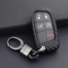 Accessories Cover Case Ring For Dodge Chrysler Jeep Carbon Fiber Key Fob Chain picture