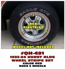 GE-QH-491 1983 1984 OLDSMOBILE - HURST OLDS WHEEL STRIPES RED - DOES 5 WHEELS picture