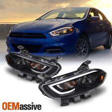 Fits 2013-2016 Dodge Dart Black Projector LED Light Tube Headlights Pair Housing picture