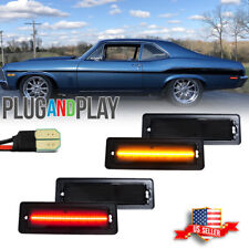 Smoke Front Amber Rear Red LED Bumper Side Marker Light For 1970-1974 Chevy Nova picture