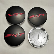 Set of 4 Matte Black Red SRT Letter Wheel Center Caps for DODGE CHALLENGER DEMON picture