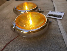 NEW SMALL12 - VOLT AMBER VINTAGE STYLE FOG LIGHTS WITH FOG CAP ON LIGHTS  picture