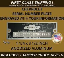 SERIAL NUMBER CHEVY CHEVROLET ID PLATE DOOR TAG DATA (CUSTOM ENGRAVED) YOUR INFO picture