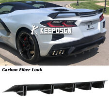 For Chevrolet Corvette C8 Carbon Look Rear Lip Bumper Diffuser Shark Fin Spoiler picture