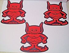 AM AMC AMERICAN MOTORS THREE (3) NOS 1970 CHICAGO AUTO SHOW RED GREMLIN STICKERS picture