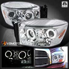 Fits 2006-2008 Dodge Ram 1500 2500 3500 LED Strip Halo Projector Headlights Pair picture