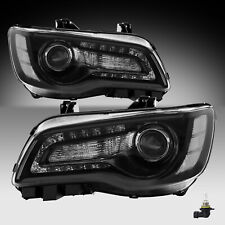Pair Headlights Set For 2015-2017 Chrysler 300 Left and Right Black Housing 2Pc picture