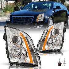 [Halogen Type] For 2008-2014 Cadillac CTS CT-S Chrome Headlights LH+RH Pair picture