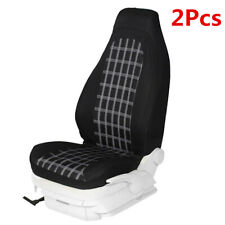 2Pcs Black Lattice Car Front Seat High Bucket Protector Cover Breathable Cotton picture