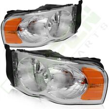 For 02-05 Dodge Ram 1500 - 3500 Chrome Housing Headlights Assembly Headlamp Pair picture
