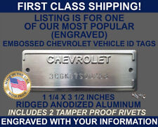 CHEVY CHEVROLET SERIAL NUMBER DOOR TAG DATA PLATE ENGRAVED WITH YOUR INFO USA picture