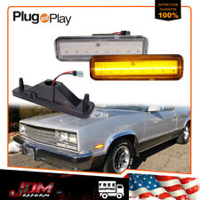 For 82-87 El Camino & Caballero Clear Amber LED Front Bumper Side Marker Lights picture
