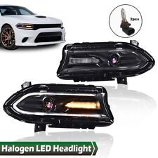 Fit For 2015-2022 Dodge Charger Halogen LED DRL Projector Headlights Lamps Pair picture