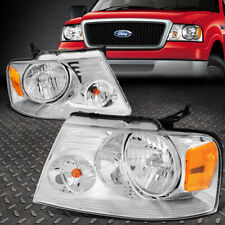 FOR 04-08 FORD F150 06-08 LINCOLN MARK LT CHROME HOUSING HALOGEN HEADLIGHTS PAIR picture