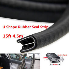Black U-Shape Rubber Seal CarDoor Edge Strip Trim Molding Protector 4.5M/15ft picture