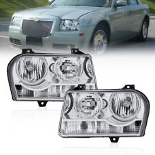 Pair Chrome Headlights Assembly For For 2005-2010 Chrysler 300 Halogen Style picture