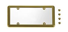 UNBREAKABLE Flat Clear License Plate Shield + GOLD Frame for DODGE picture
